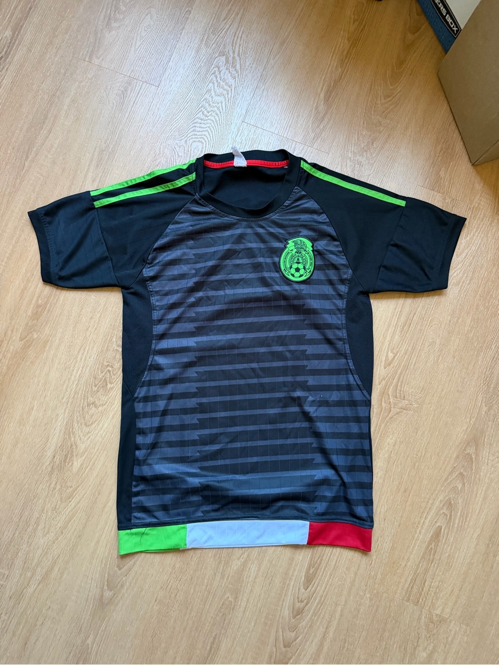 Team Mexico Black Soccer Jersey with Neon Green Accents
